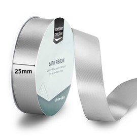 Vaessen Creative Nastro di Raso Argento Chiaro - Nastro Colorati 20 m x 25 mm per il Fai-da-te - Decorazioni Matrimonio - per Regali e Segnalibri