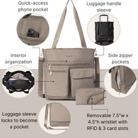 Baggallini Everywhere Tote - 12.5" x13.9” Tote Bag for Women - Lightweight Work Travel Carry On Bag