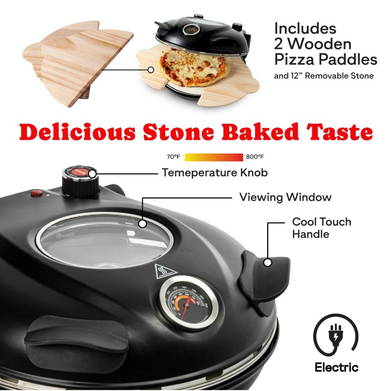 Granitestone Piezano Indoor/Outdoor Portable Electric Pizza Oven w Ceramic Stone