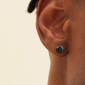 KRKCLIFE Moissanite Earrings for Men, Diamond Studs Earrings for Birthday Anniversary, Hypoallergenic 925 Sterling Silver, Black 6-Prong 2ct D Color VVS1, Gifts for Him Boyfriend