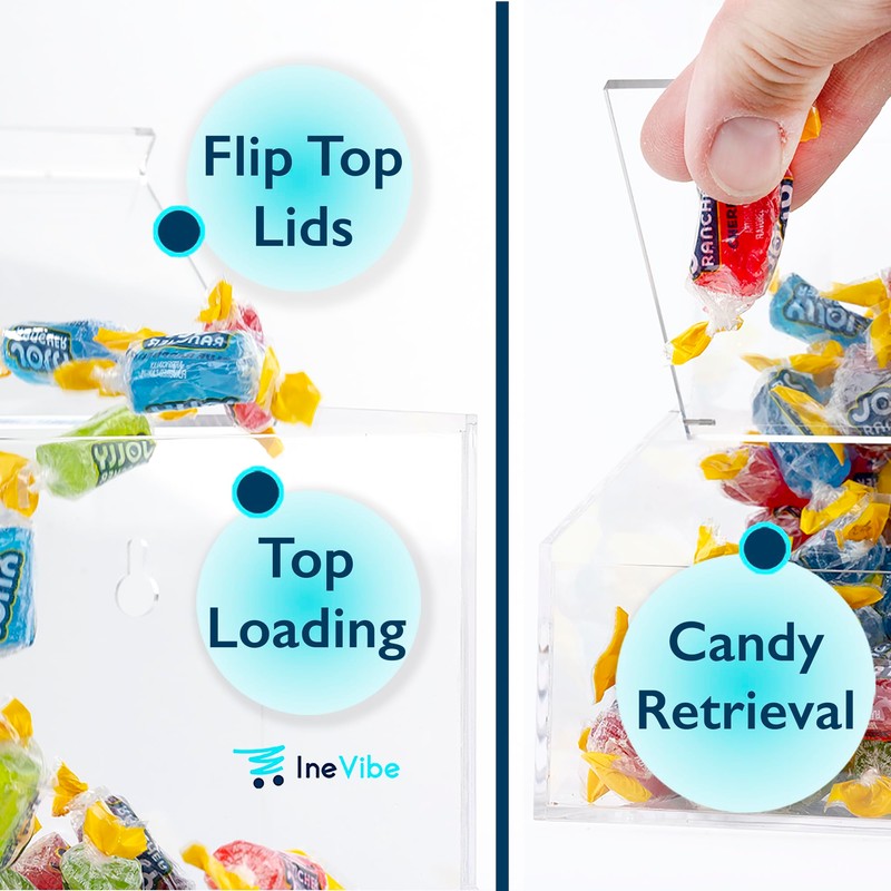 Inevibe Candy Dispenser - Bulk Acrylic Storage Holder with Two