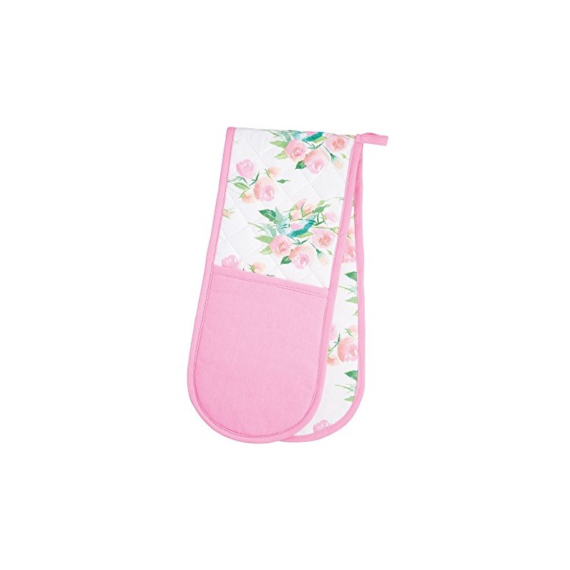 KitchenCraft 100% Cotton 'Rose' Floral Double Oven Gloves, 86 x