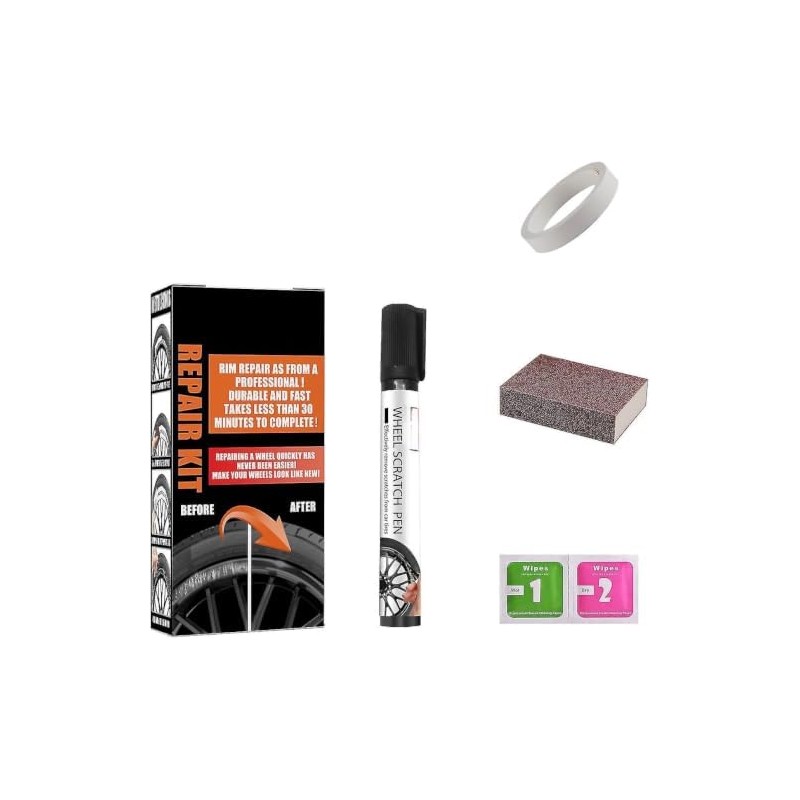 Kit Reparación de Rines con Pintura Negra Antióxido 50ml para