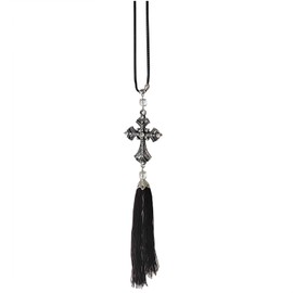 OnlyYou.X Pendant Cross for Car Rear View Mirror Cross Hanging Ornament with Tassels for Car