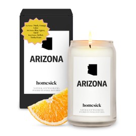 Homesick Scented Candles for Home (Arizona) - 13.75 oz Long-Lasting Soy Wax Jar Candle for Women & Men for All Occasions, 60-80 Hours Burn Time - Notes of Musk, Orange & Lime