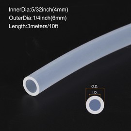 Rebower 10ft 5/32" ID x 1/4" OD Silicone Tubing Clear 4mm x 6mm Industrial Plastic Tubing Pure Silicone Hoses for Pump Siphoning Draining Irrigation Brewing