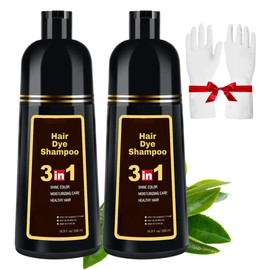 YAYAN HOUSE | Shampoo Tinte Cubre Canas Natural Jengibre, Retoca la Raiz Cuidado del Cabello UNISEX, (2 Frascos de 500ml) (Marron)