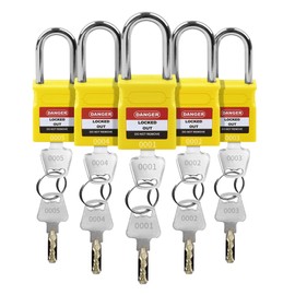 Lockout Tagout Locks - 5 Pack Yellow Locks, Keyed Differently Padlock OSHA Compliant Lock Out Tag Out Lock, Safety Padlocks for Electrical Lockout Tag Out Kits