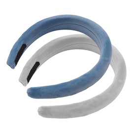 Nicear 2er-Pack Samt-Stirnbänder für Mädchen, breit, gepolstert, Haarbänder, modisch, süß, Alltagsaccessoires für Mädchen und Frauen (blau/weiß)