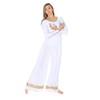 Danzcue - Pantalón Palazzo para mujer, blanco-dorado, 2X-3X