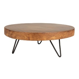 Creative Co-Op Decorative Paulownia Wood, Dark Brown Pedestal, 9"