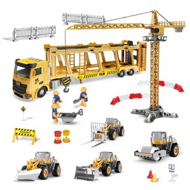 GLW Construction Trucks Toy Set – Alloy Inertia Driving 1:40 & 1:55 Simulation Model Toys, Including Forklifts, Wheel Loader, Road Rollers, Bulldozer, and High Cranes with Scenario Accessories