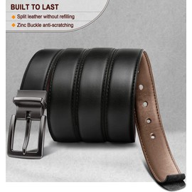 BULLIANT Men's Leather Belt, Reversible Belt, 31 mm for Business Suit and Jeans Belt, One Belt Reversible, Two Colours, Black/Tawny2542