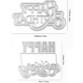 2PCS Happy Birthday Metal Cutting Dies for Card Making DIY Scrapbooking Paper Crafting Embossing Stencil Die Cuts Punch Template Molds Arts Crafts Handmade Crafts Scrapbooking Supplies Birthday Decor