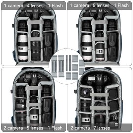 TORIBIO Hardshell Camera Backpack, DSLR/SLR/Mirrorless Photography Camera Bag, Waterproof Camera Case with Tripod Holder & Laptop Compartment Compatible with Canon/Nikon/Sony, Gray