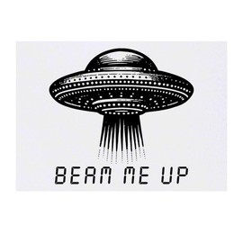 'Beam Me Up UFO' Temporary Tattoo - Water Resistant, Skin-Safe, Non-Toxic Transfer (TO00075743)
