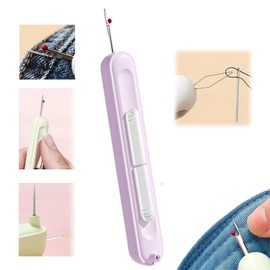 2 in 1 Needle Threader Seam Ripper,Portable Seam Ripper Tool with Needle Threader,Sewing Needles Portable Seam Remover Tool,Embroidery Kit,Cross Stitch Kits,Sewing Kit,Knitting Needles(Purple)
