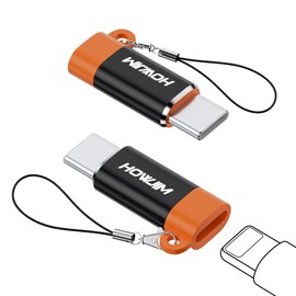 HOWJIM Lightning Type C Converter, Set of 2, Lightning (Female) to Type-C (Male) 6A, PD27W/66W, Rapid Charge & Data Transfer (PC Only), i-OS to Type C Converter, Type C Converter, Compatible with