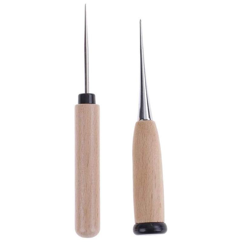 POFET Leather Craft Awl Tool Hole Punch Wooden Handle Sewing