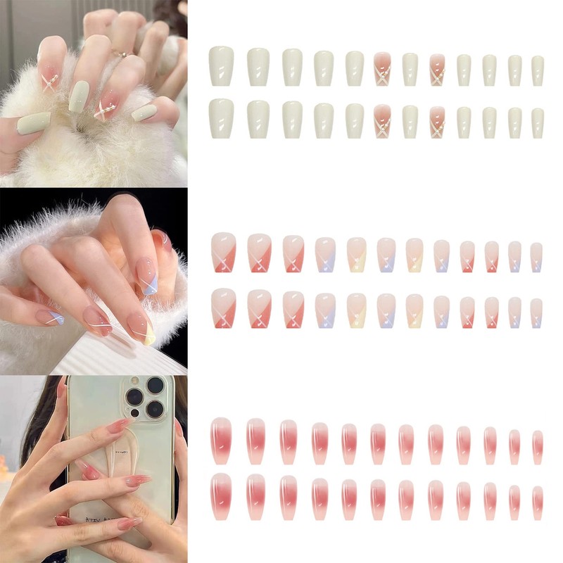 NIUANIUA Nail Tip, Short Trapezoid False Nails, Cute, Round Tip,