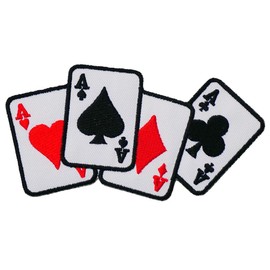 Graphic Dust Ace Card Embroidered Iron On Patch Applique Poker Casino Gambling Red Las Vegas Ace Club Lucky Jack Queen King Ace Card