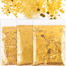 BOOMTOP 50 g Glitter for Crafts Stars Gold Glitter Powder Fine / Sequins Christmas Crafts Candles Glitter Powder Glitter Powder for Nails Face Card Crafts Nail Art