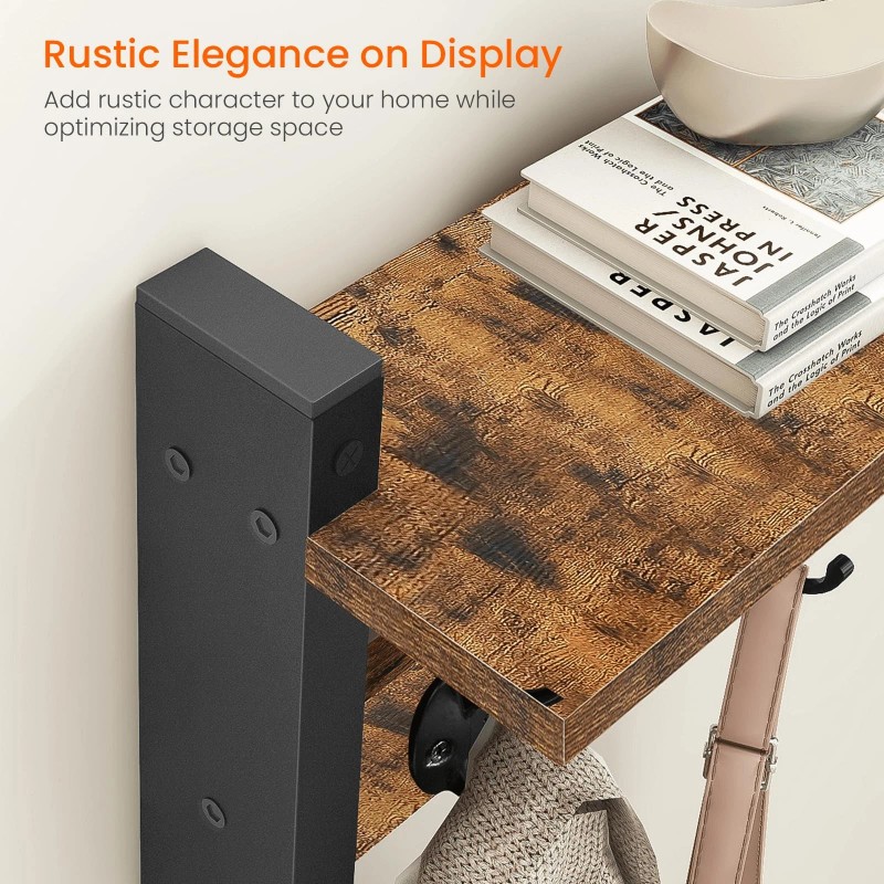 Homode Wall Hooks with Shelf Wood Coat Rack with Shelf