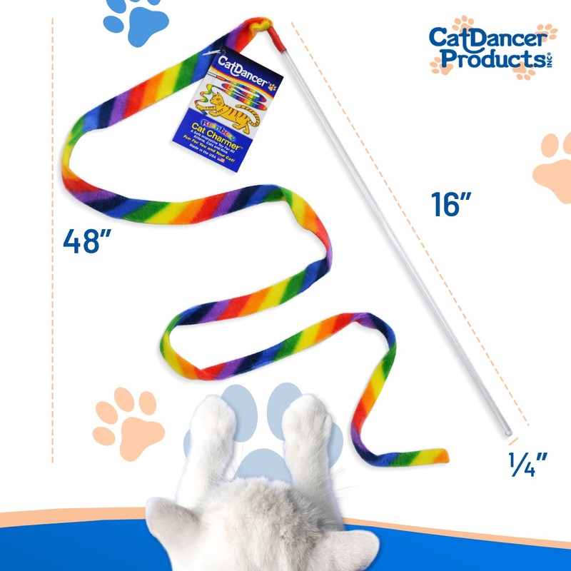 Cat Dancer Products Rainbow Cat Wand Charmer, Safe Teaser Wand