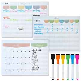 Okuna Outpost Magnetic Dry Erase Board for Fridge, Weekly Planner with 6 Magnetic Pens for Teachers, Students, Kitchen (12 x 9 in)