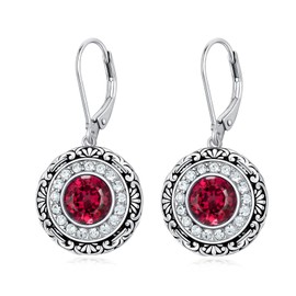 January Birthstone Earrings Garnet Earrings 925 Sterling Silver Filigree Dangle Drop Earrings Birthday Anniversary Fine Jewelry for Women Girls