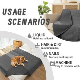 Amarrirose Waterproof Dog Blanket, 80 x 100 cm, Outdoor Dog Mat, Washable for Large Dogs, Fluffy Cat Blanket and Soft Double-Sided Sofa Cover Protection, Dark Grey + Grey