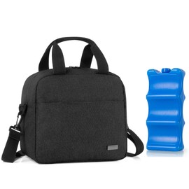 Teamoy Breastmilk Cooler Bag with Ice Pack Fits 6 Large Baby Bottle Up to 9 Ounce, Travel Baby Bottle Cooler Bag for Nursing Mom Daycare, Work, Black