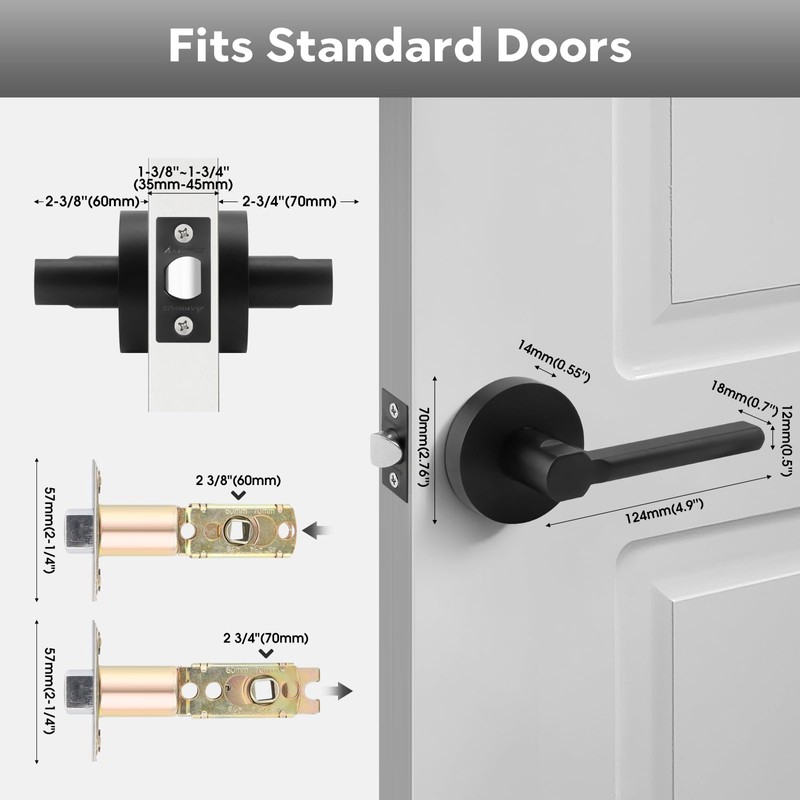 ANNFUZ Round Passage Lever Door Handle Without Key, Non-Locking Heavy