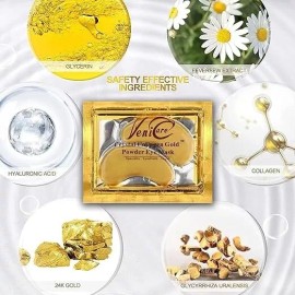 Crystal 15-Btone Gold Under Eye Patches - 24k Collagen Powder Gold Eye Mask, Under Eye