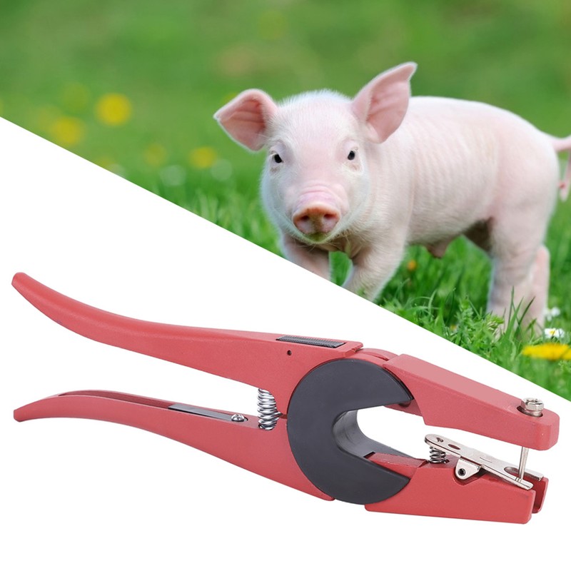 Red Steel Livestock Veterinary Ear Tag Plier Puncher Pig Cow
