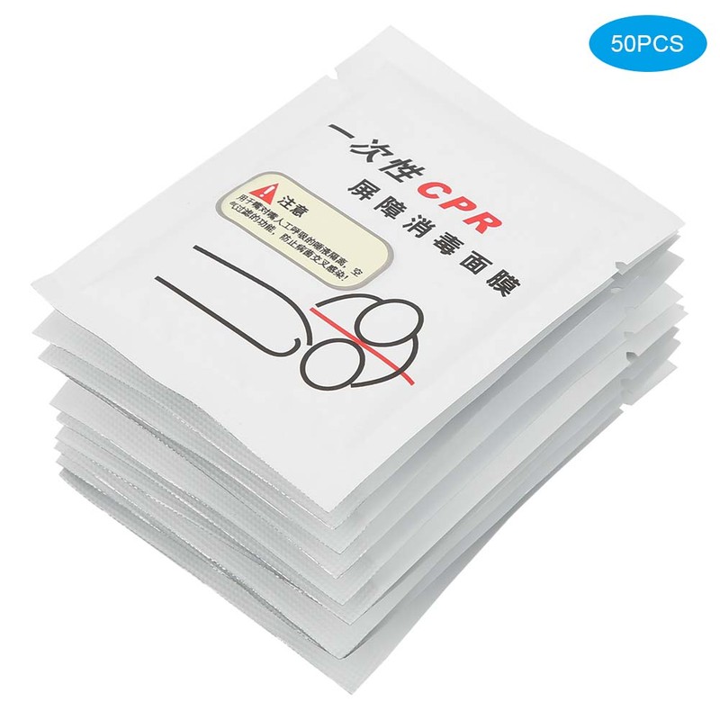 50pcs / box Disposable Mouth Breathing Artificial Respiration CPR Face