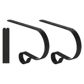 PATIKIL Christmas Stocking Holders, 2pcs Stocking Holder Stand Anti-Slip Metal Hooks Multi-use Adjustable Patterned for Fireplace Indoor Christmas Decorations, Black