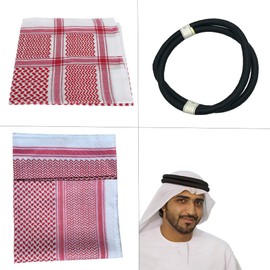 IBLUELOVER Mens Arab Shemagh Scarf Middle East Keffiyeh Headscarf Arabia Scarves Hijab Headband Desert Shawl Saudi Headwear Classic Arabian Turban Large Bandana Soft Head Cover for Men Boys