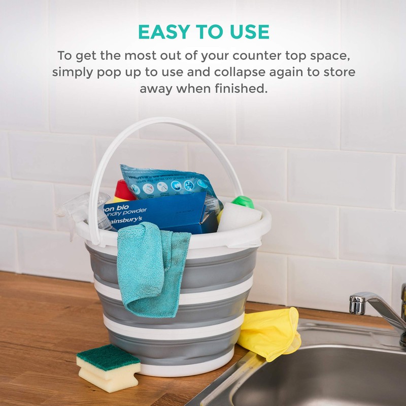 Hillington ® Collapsible Bucket – Large 10L Capacity Sturdy Folding