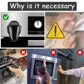 YTDSUP Oven Lock Child Safety (2 pack), Cabinet Locks Baby Proofing, Baby and Child Proof Locks for Drawer Oven Stove Door, Upgrade Heat-Resistant Material, Easy to Install, No Toolf Need - Black