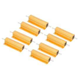 PATIKIL 100W 8 Ohm Aluminum Shell Resistor, 8 Pack Aluminum Housing Resistor Housed Case Wirewound Resistors Screw Tap Power Resistor 5% Tolerance, Golden