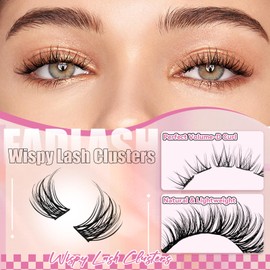 FADLASH Lash Clusters Wispy Eyelash Clusters 168Pcs Natural Cluster Eyelash Extensions D Curl 8-16mm Individual Lashes Natural Look with Black Thin Lash Band (S28, 8-16mm)