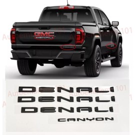 GMC 4PCS Matte Black Door Rear DENALI Canyon Letter Emblem Fit 2023+ Canyon DENALI