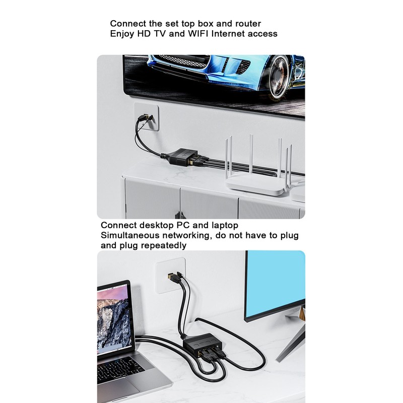 Gigabit Ethernet Splitter 1 in 4 Out 1000Mbps RJ45 Cable