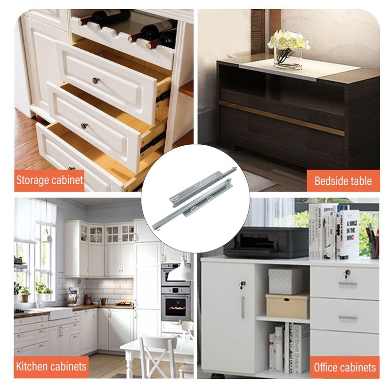 URBEST Drawer Slide,Under-Mount Concealed Self Soft Close Under，Concealed Cabinet Furniture