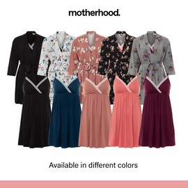Motherhood Maternity Womens Nursing Nightgown and Robe Set for Labor Delivery and Breastfeeding, Core Black, Large