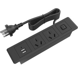 Recessed Power Strip with Switch, 2 AU Plugs, 2 USB Ports, 1 USB-C, Recessed Power Strip USB C Power Strip Recessed Outlet Flush Mount Desk Outlet Space-Saving Desk Charging Station for Office Use