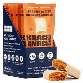 Krack’d Snacks Keto Pumpkin Spice White Chocolate Snack Bars -Vegan, Peanut Butter & Caramel - Gluten Free, Sugar Free Candy Bars - (5 Pk