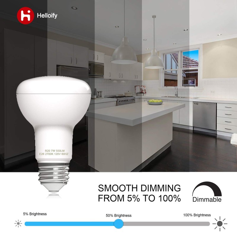 helloify Dimmable R20/BR20 LED Flood Light Bulb, 7W, 50W Equivalent,