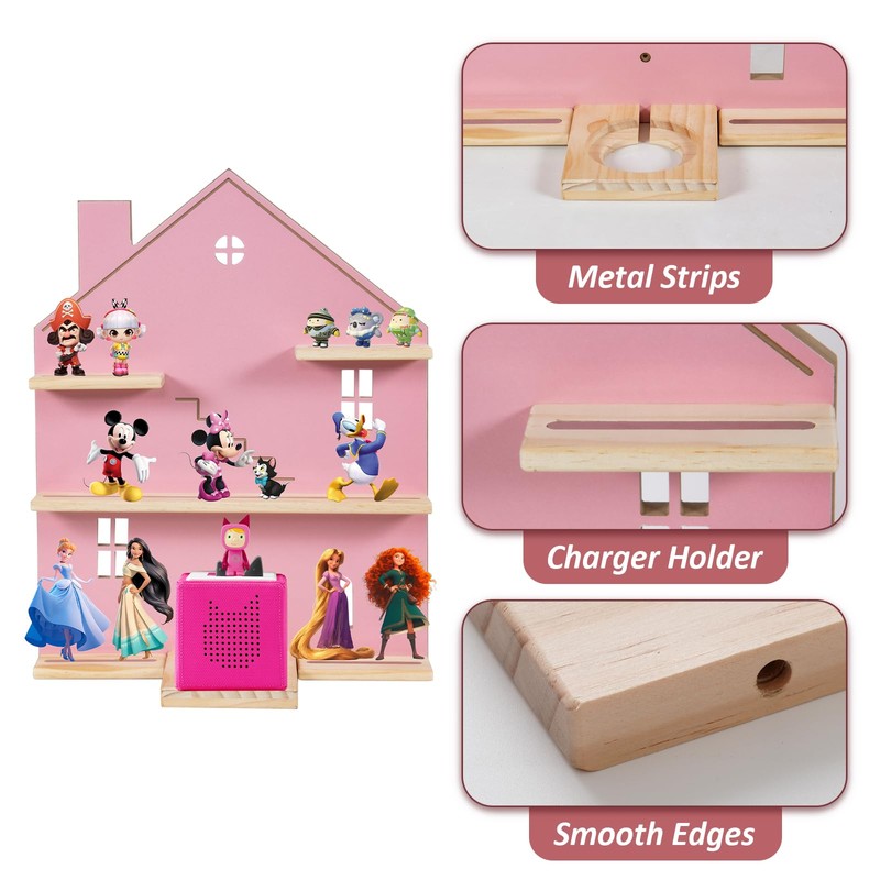 YUXSM Tonie Shelf House for Toniebox,Magnetic Wooden Floating Shelves Compatible